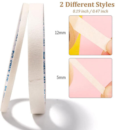 Self adhesive five millimeter and ten millimeter wide French tip guide rolls for DIY manicures