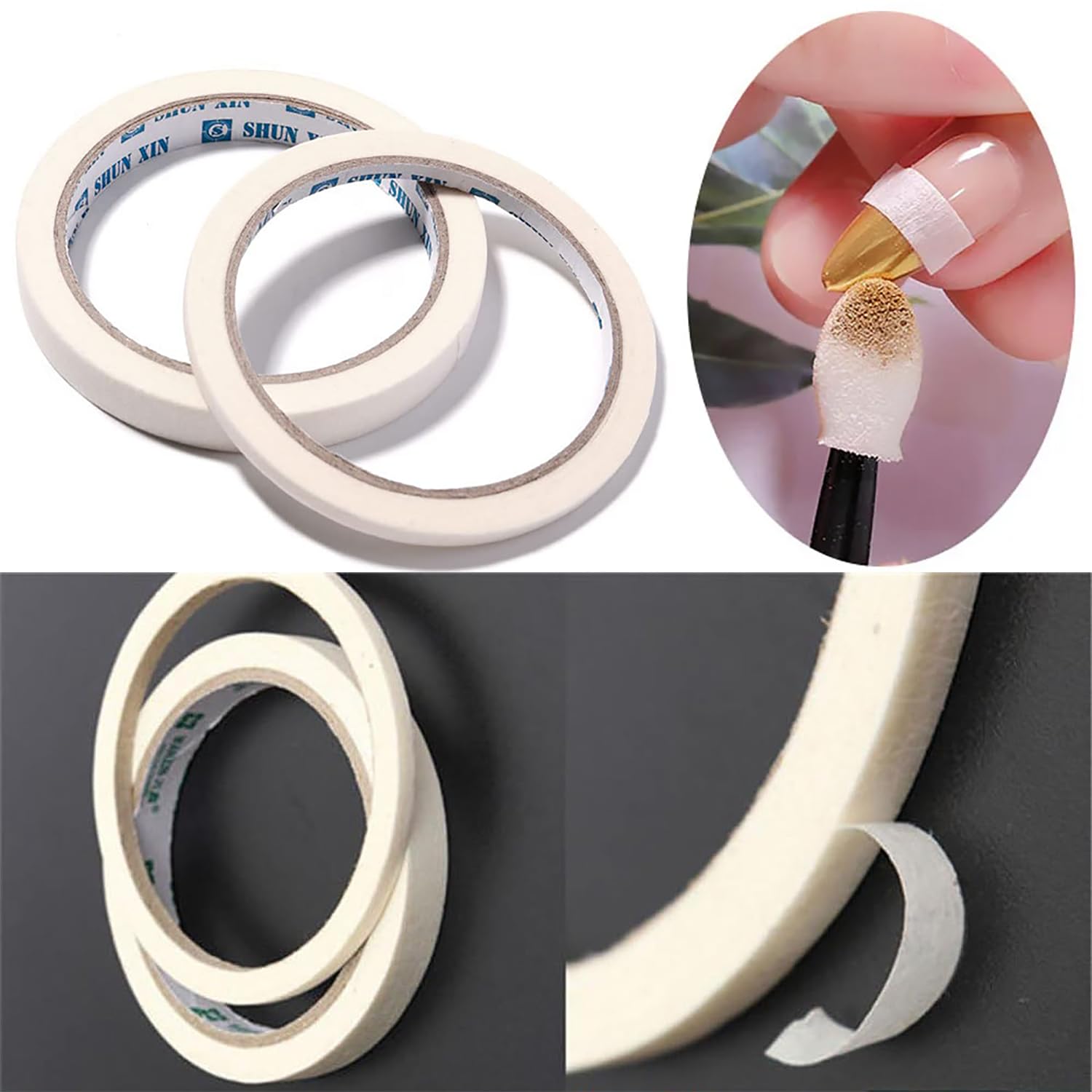 Four roll pack of professional salon grade nail decoration guide stickers close up view