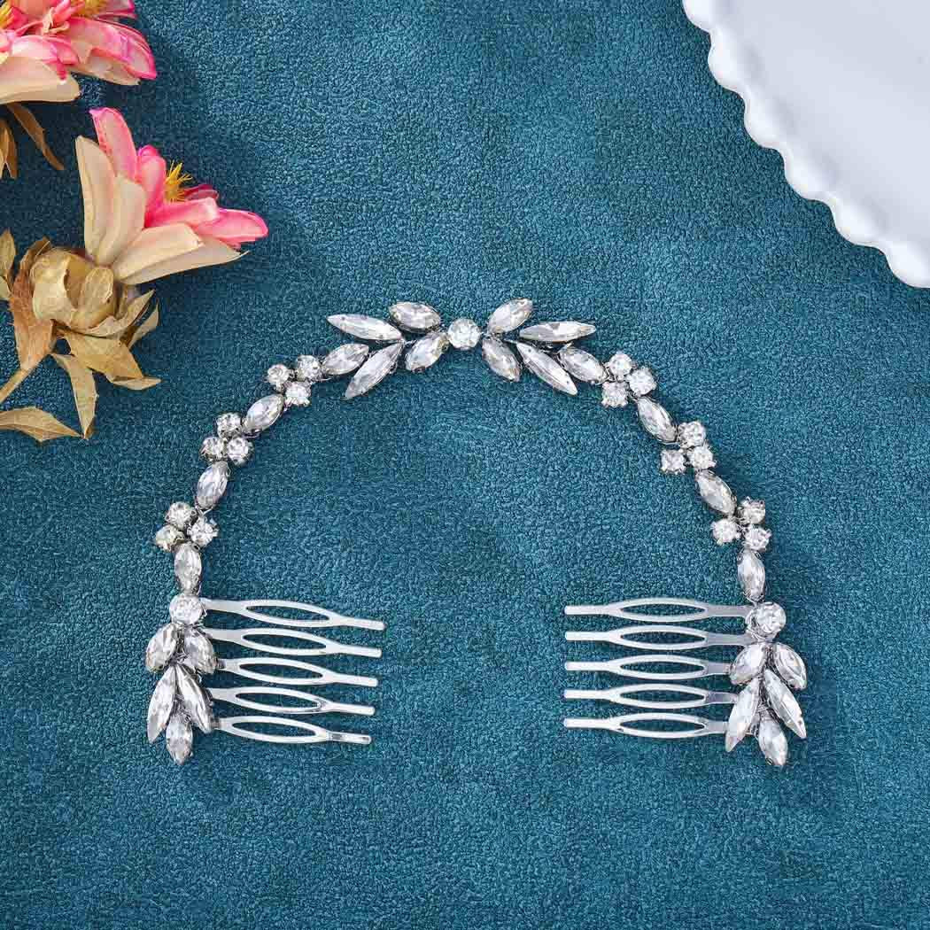 Unicra bridal hair accessory styled in a wedding updo