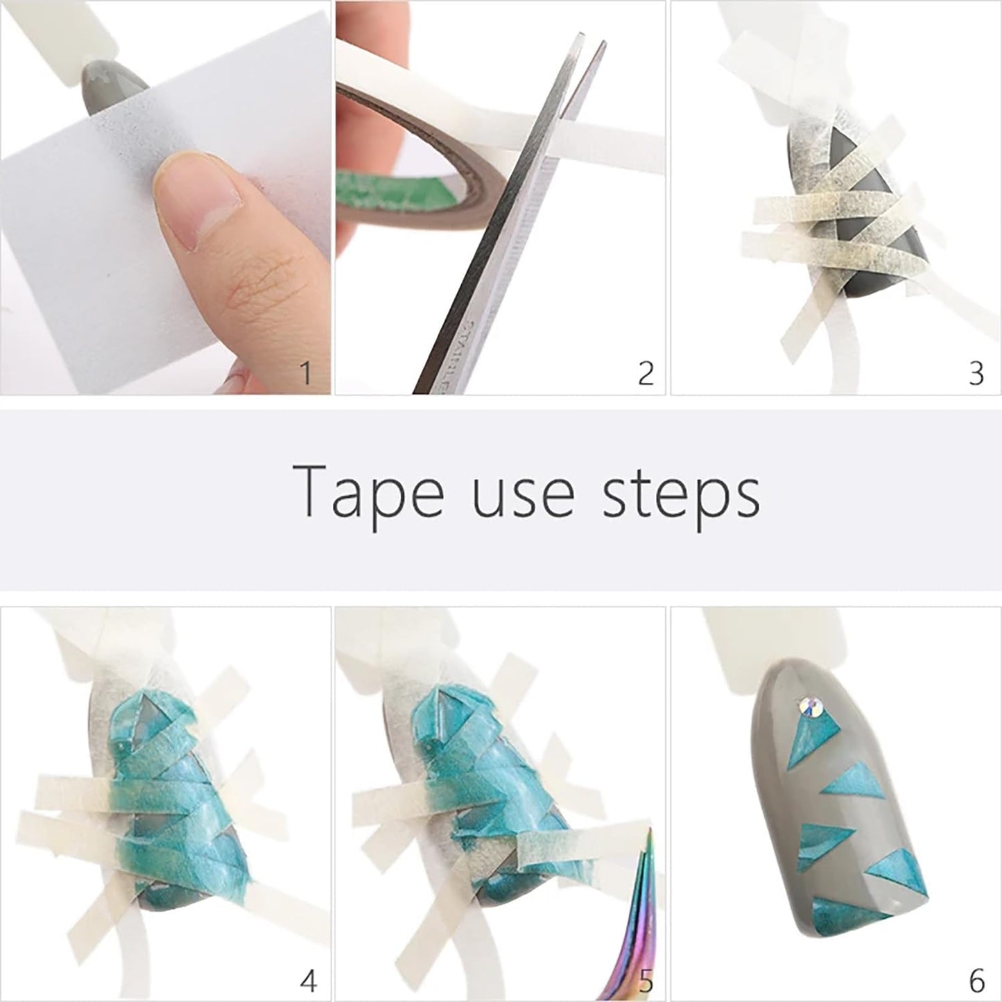 Crisp white smile line manicure template being removed from a polished nail surface