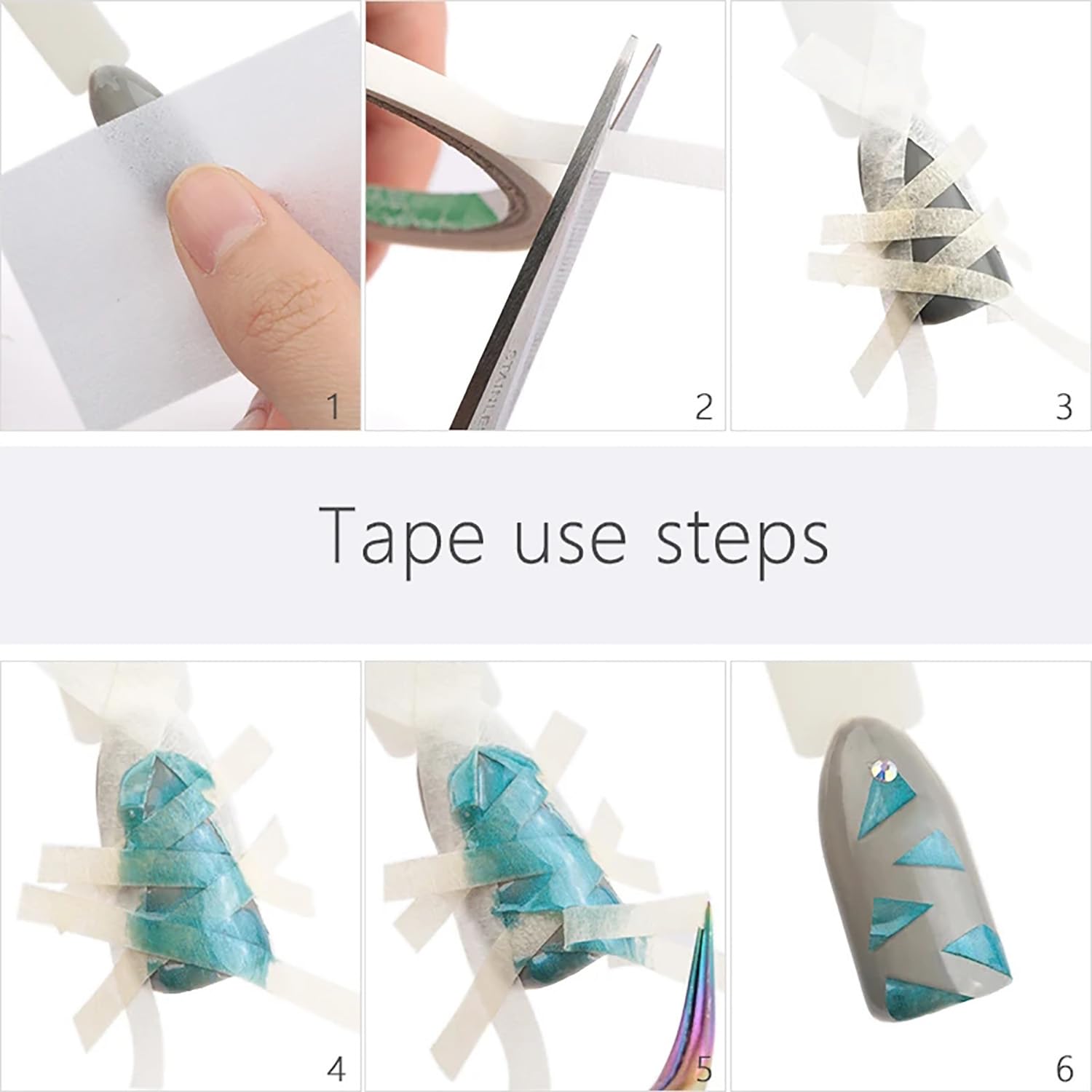 Crisp white smile line manicure template being removed from a polished nail surface