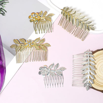 Side view of the premium imported wedding hair jewelry showcasing the metallic luster.