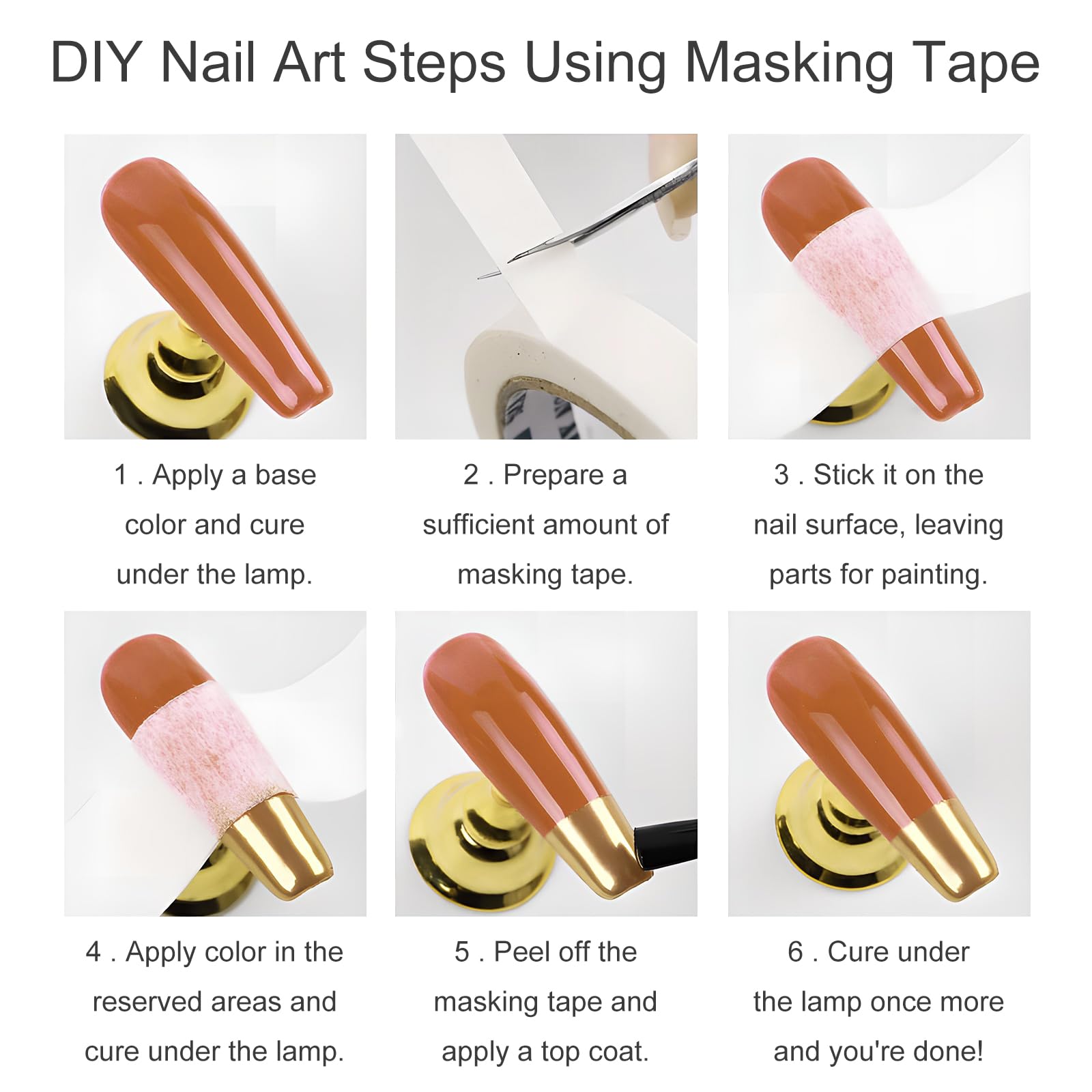 Four piece DIY nail design line rolls demonstrating low viscosity hand tear capability for easy salon use