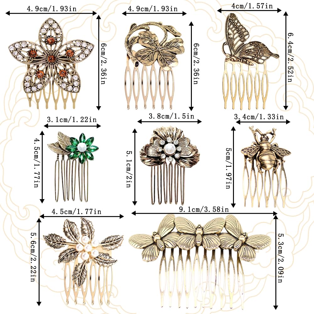 Close up of decorative pearl and rhinestone embellishments on retro gold metal hair clips