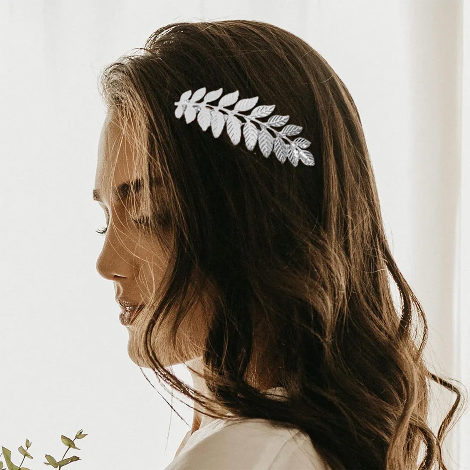 Six different styles of PAGOW gold leaf branch and butterfly shape hair accessories displayed together.