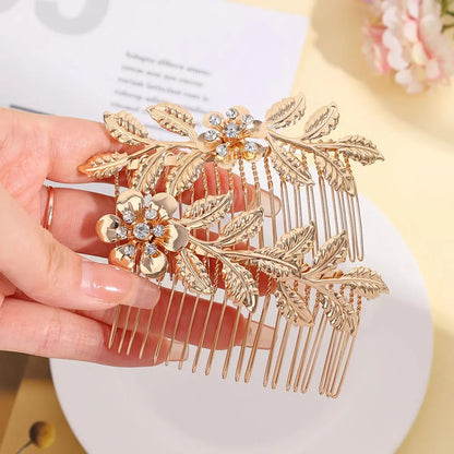 Premium PAGOW bridal headpiece set showing all eight pieces of gold and silver decorative combs.