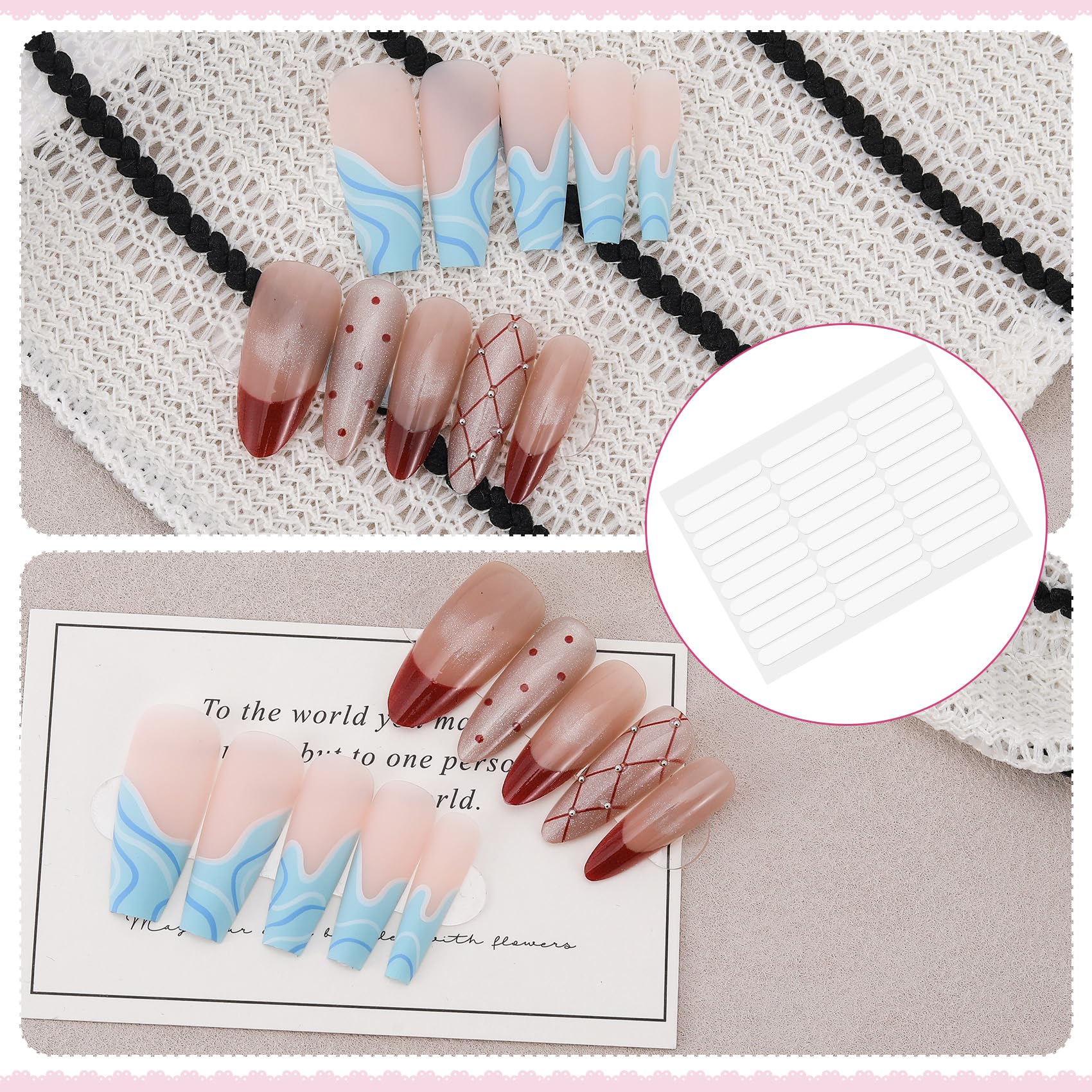 Side view of flexible transparent polyethylene film tape for artificial nail tips