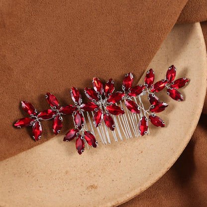 Authentic USA sourced red rhinestone headpiece for traditional Indian bridal looks