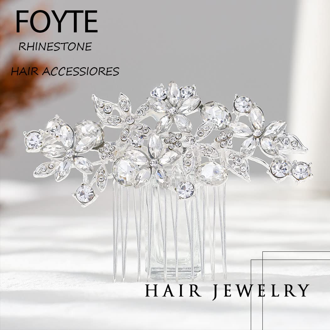 Foyte rhinestone bridesmaid side comb highlighting the sturdy metal prongs structure