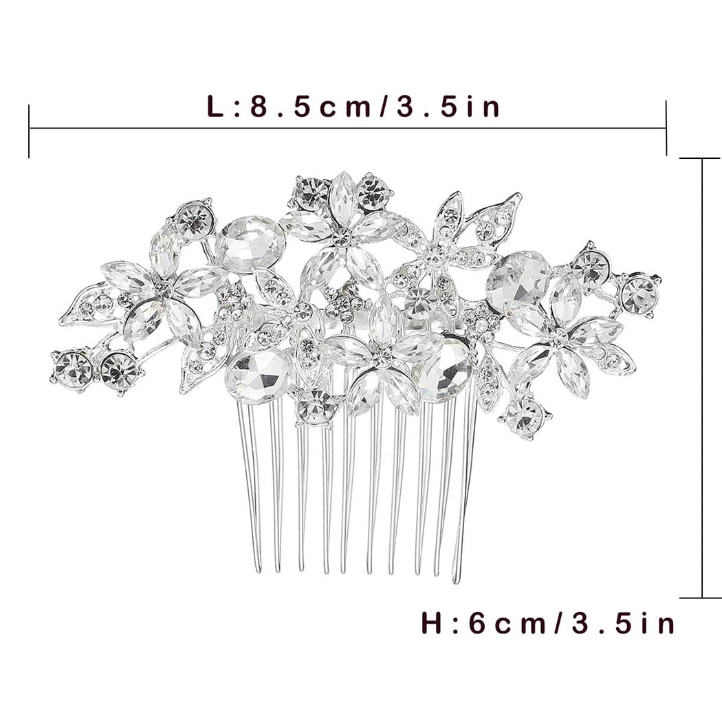Foyte crystal side hair comb for brides positioned as a statement headpiece