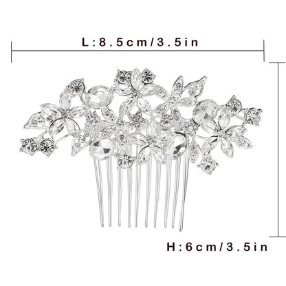 Foyte crystal side hair comb for brides positioned as a statement headpiece