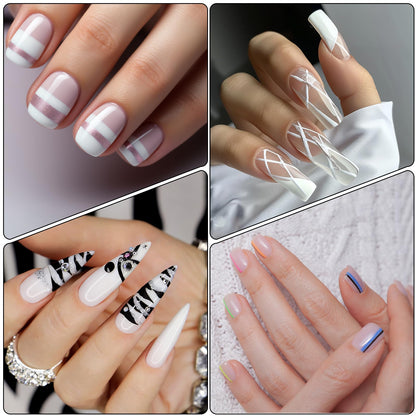 Packaging view of the imported four roll white nail guide tapes designed for salon grade home nail decorations