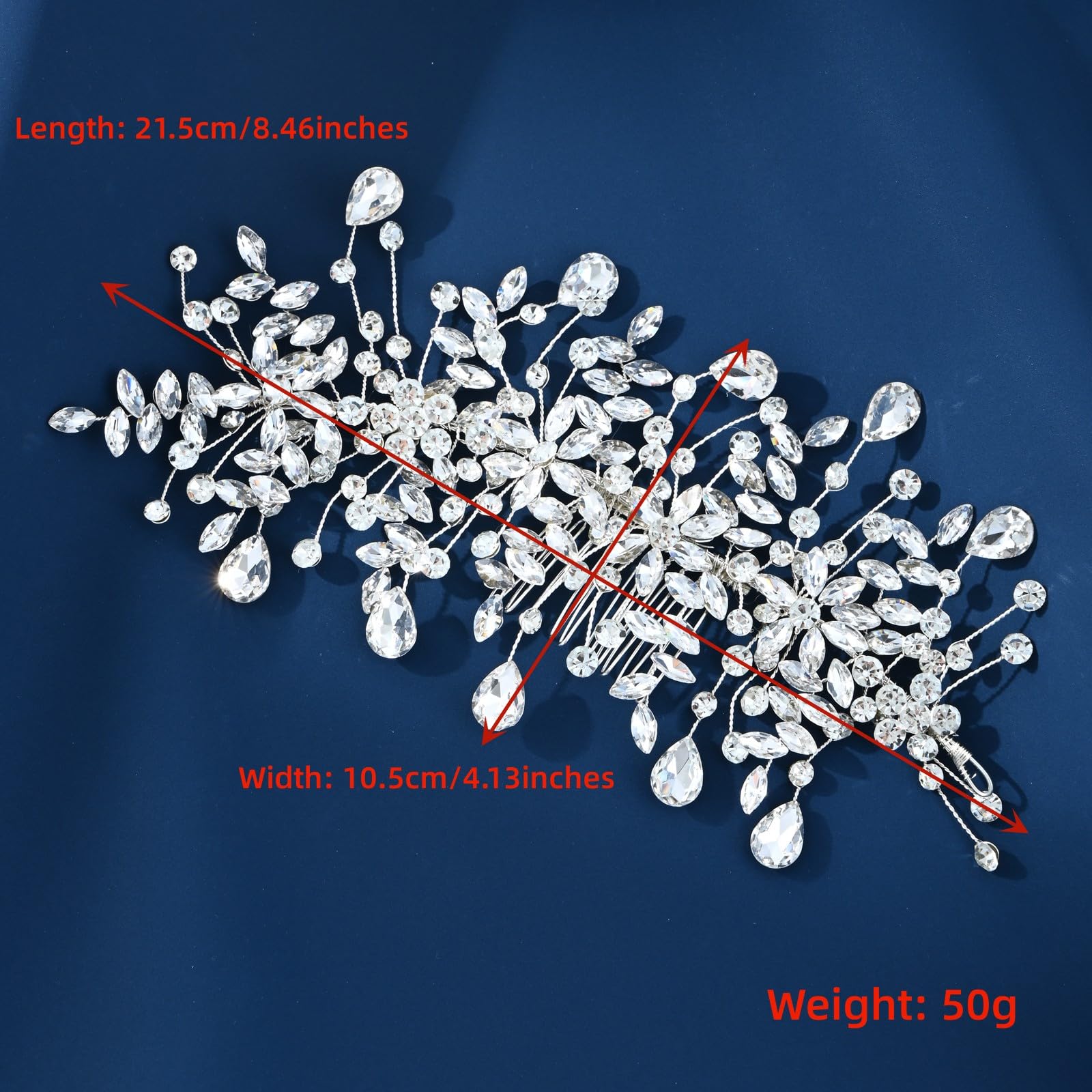 GAODESI non fading rhinestone bridal headpiece displayed from a side angle view