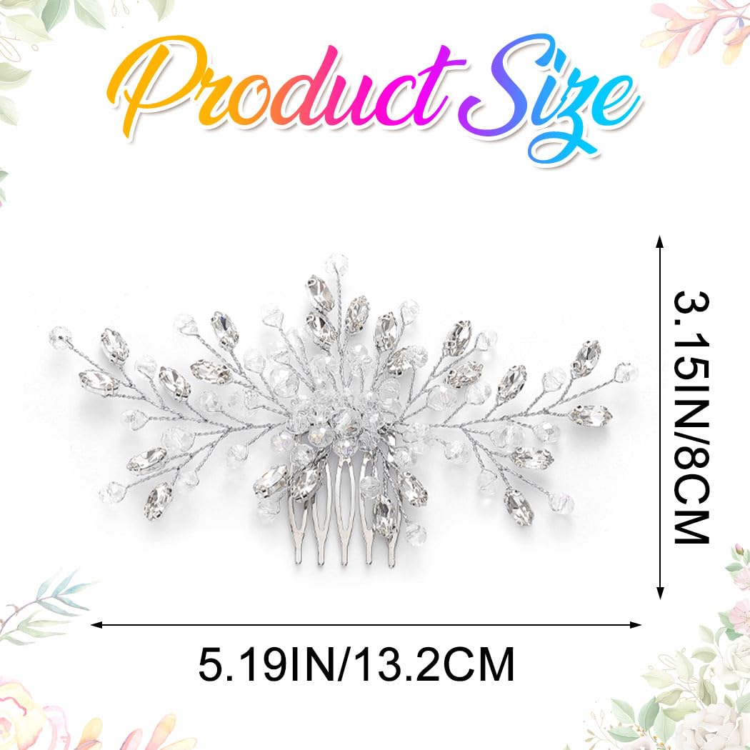 Top view of silver rhinestone wedding headpiece by Easedaily