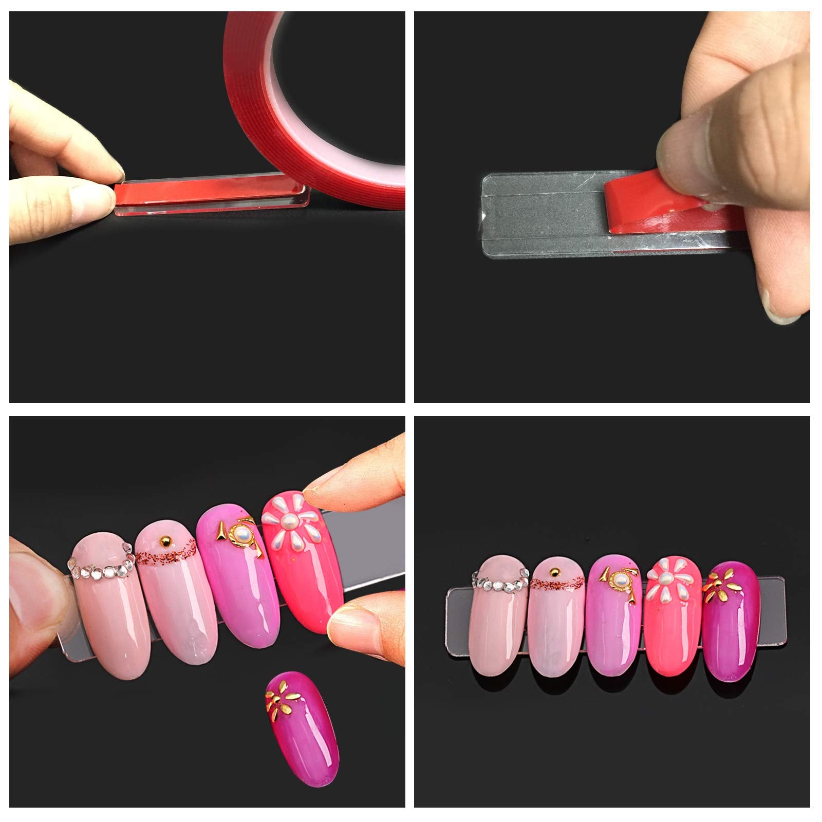 Transparent acrylic nail stand showing nail art design