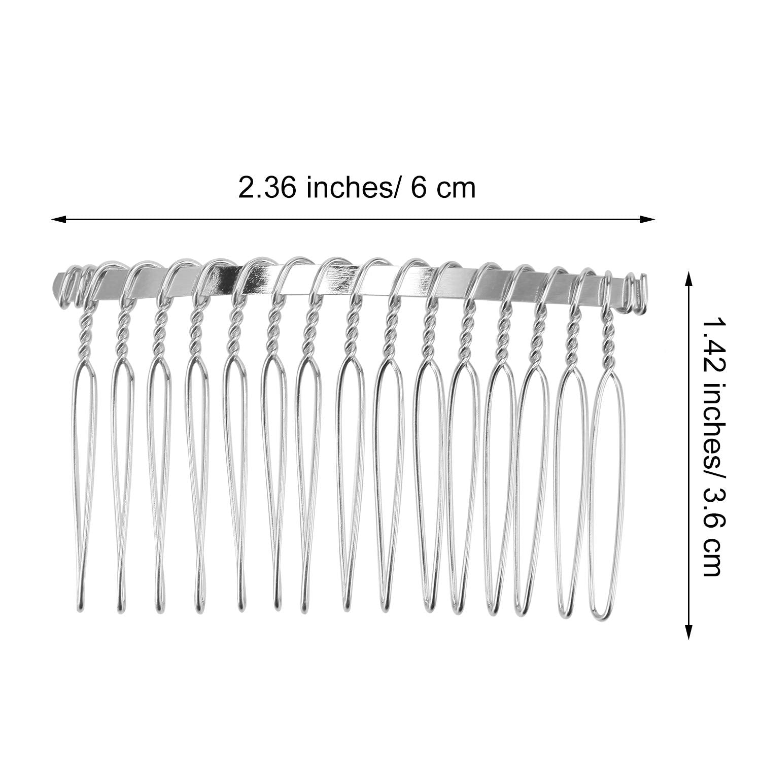 Set of 10 silver bridal veil wire hair combs