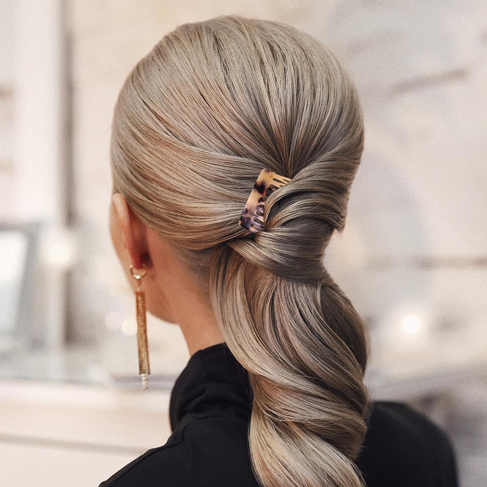 Premium acetate hair side combs close up highlighting the curved ergonomic shape for strong hold