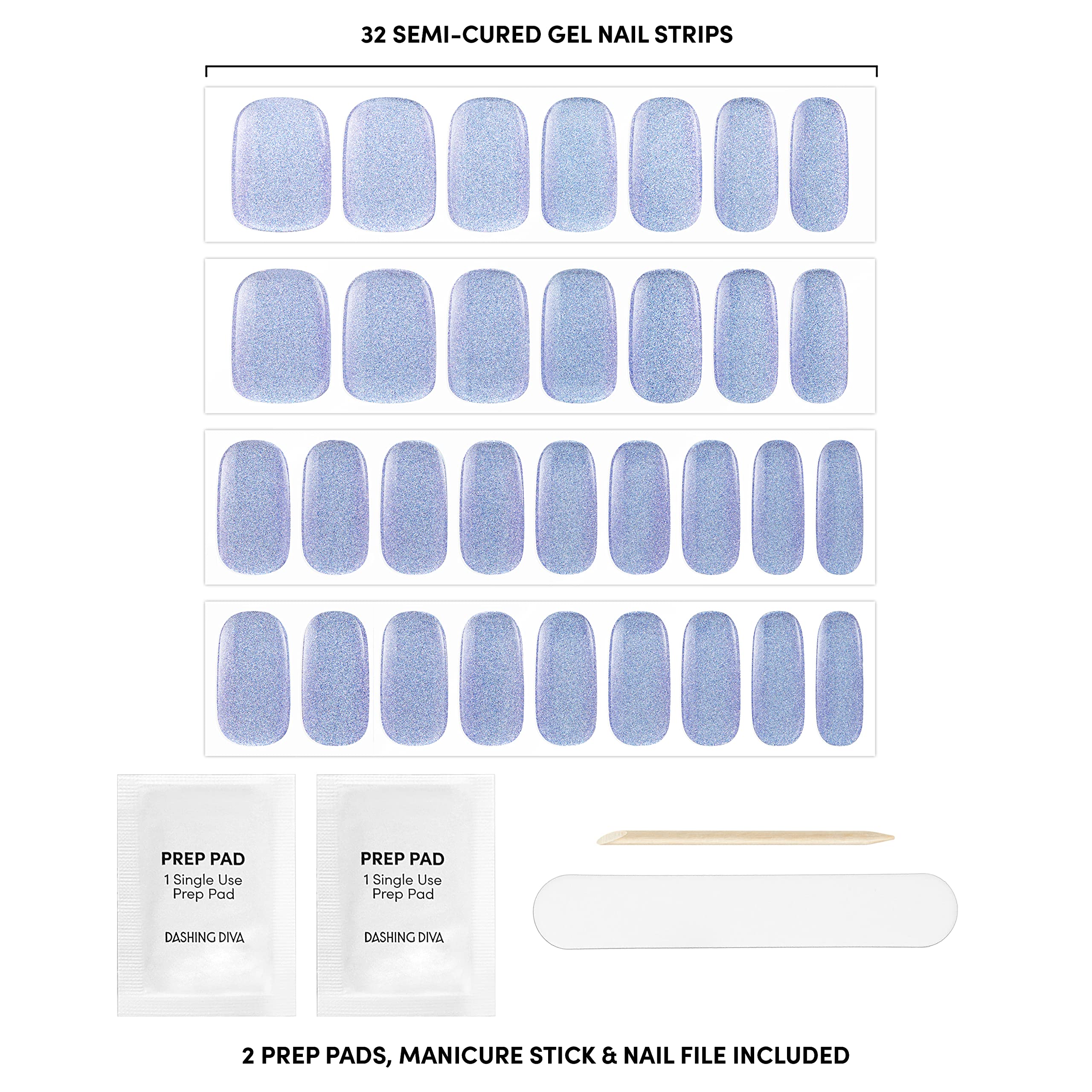 Dashing Diva Glaze semi-cured gel strips applied to natural nails