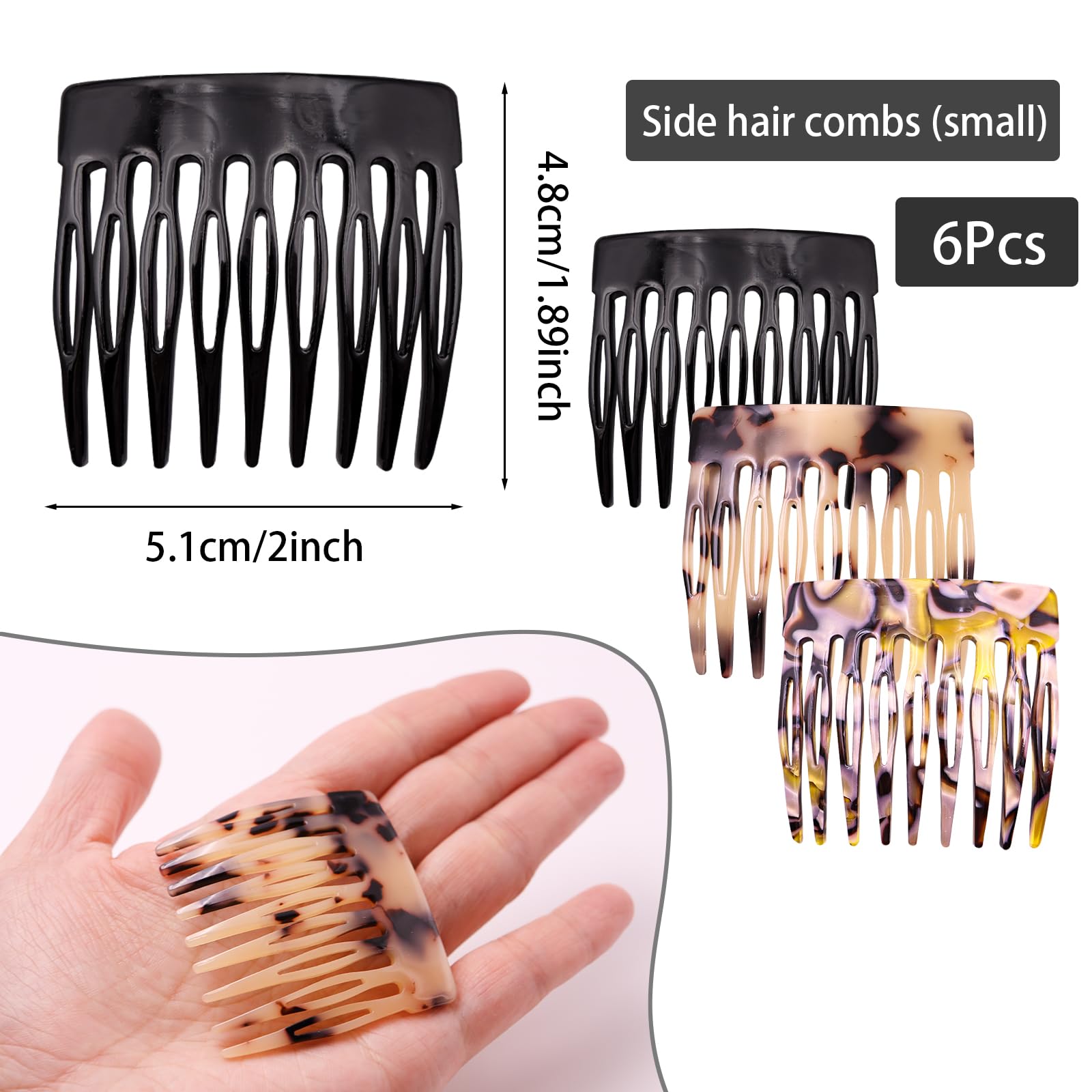 Suptizizkz imported vintage style side combs illustrating the smooth polished finish for damage free wear