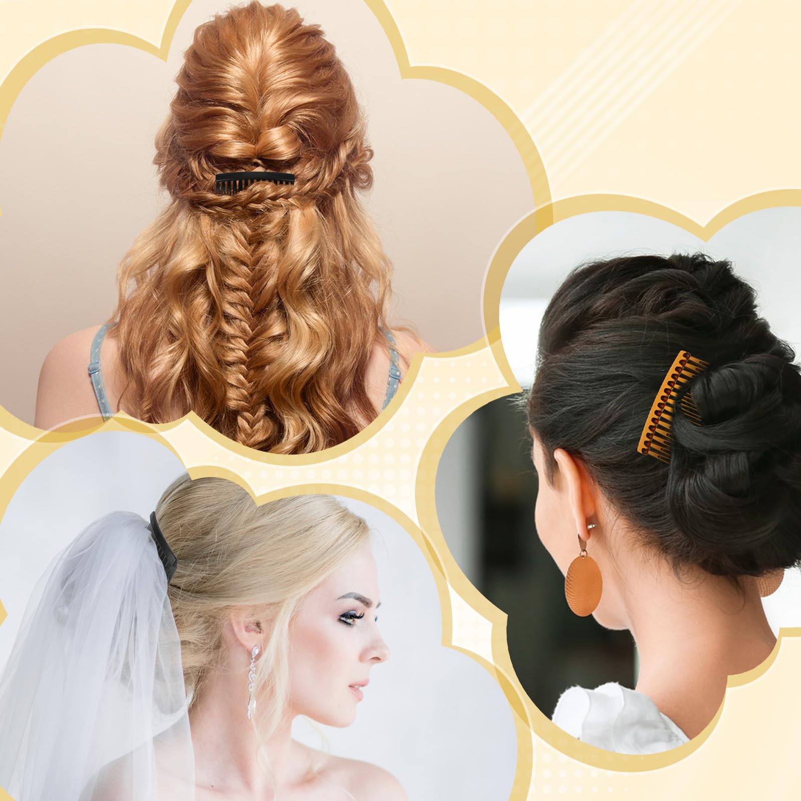 YQQYG vintage side combs being used to secure a bridal wedding veil updo