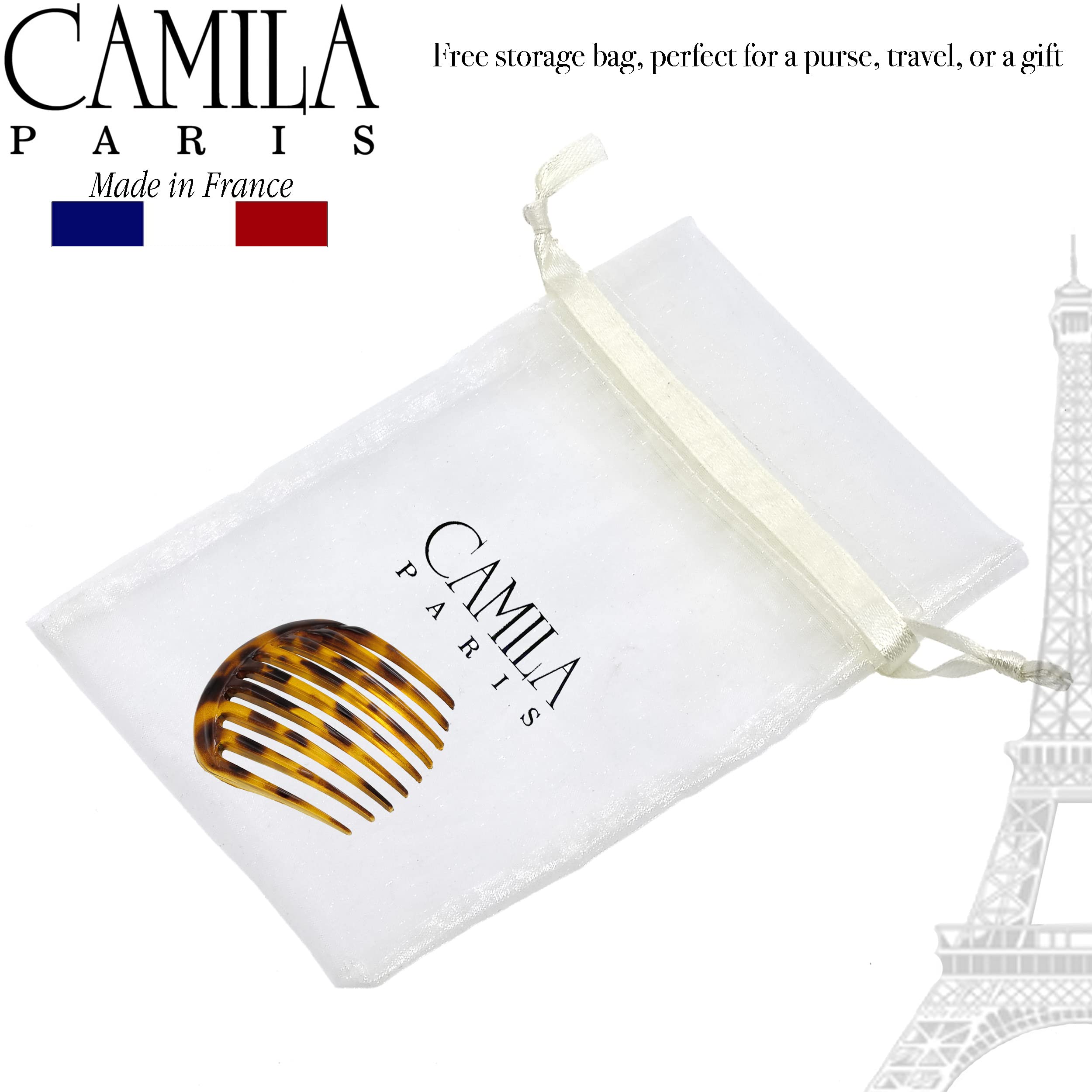 Curved cellulose acetate hair comb for updos