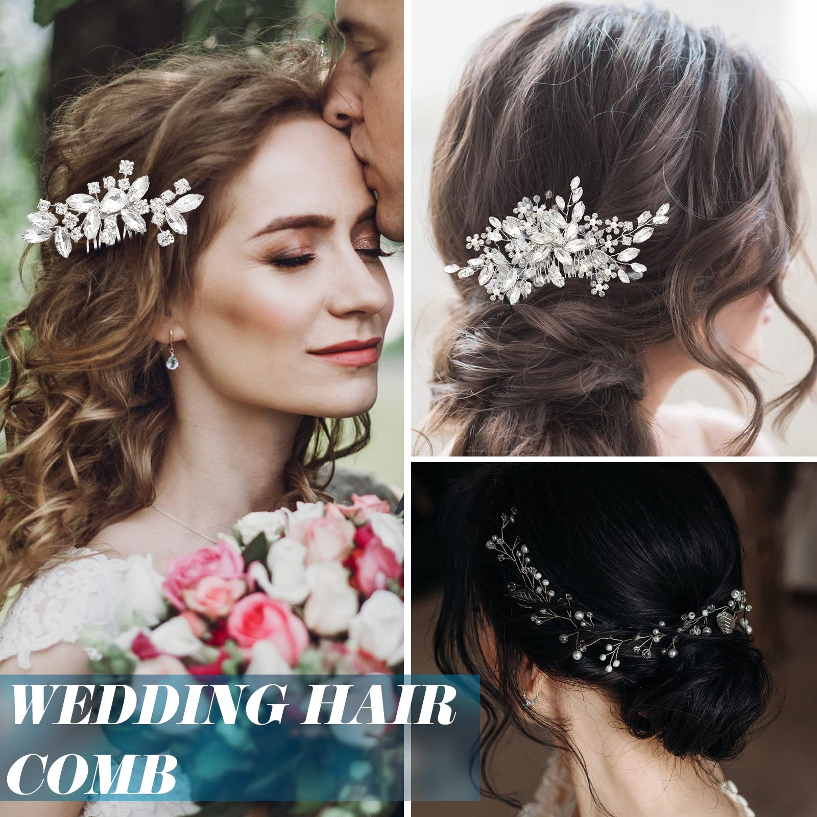 Maitys elegant style wedding hair clips displayed together to show all forty four pieces in the kit