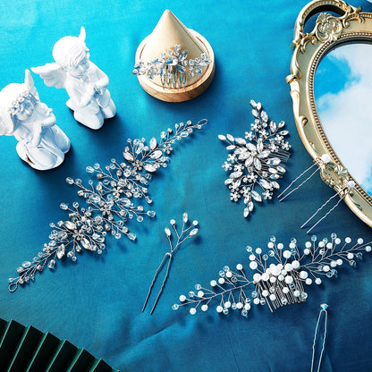 Packaging contents of the Maitys forty four piece wedding hair accessory set including twisted pins