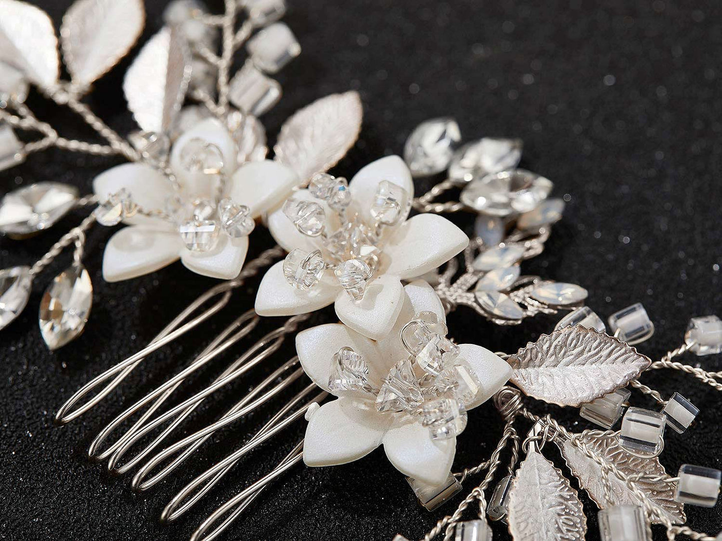 Premium SWEETV silver bridal hair clip displayed on a clean background highlighting its craftsmanship.