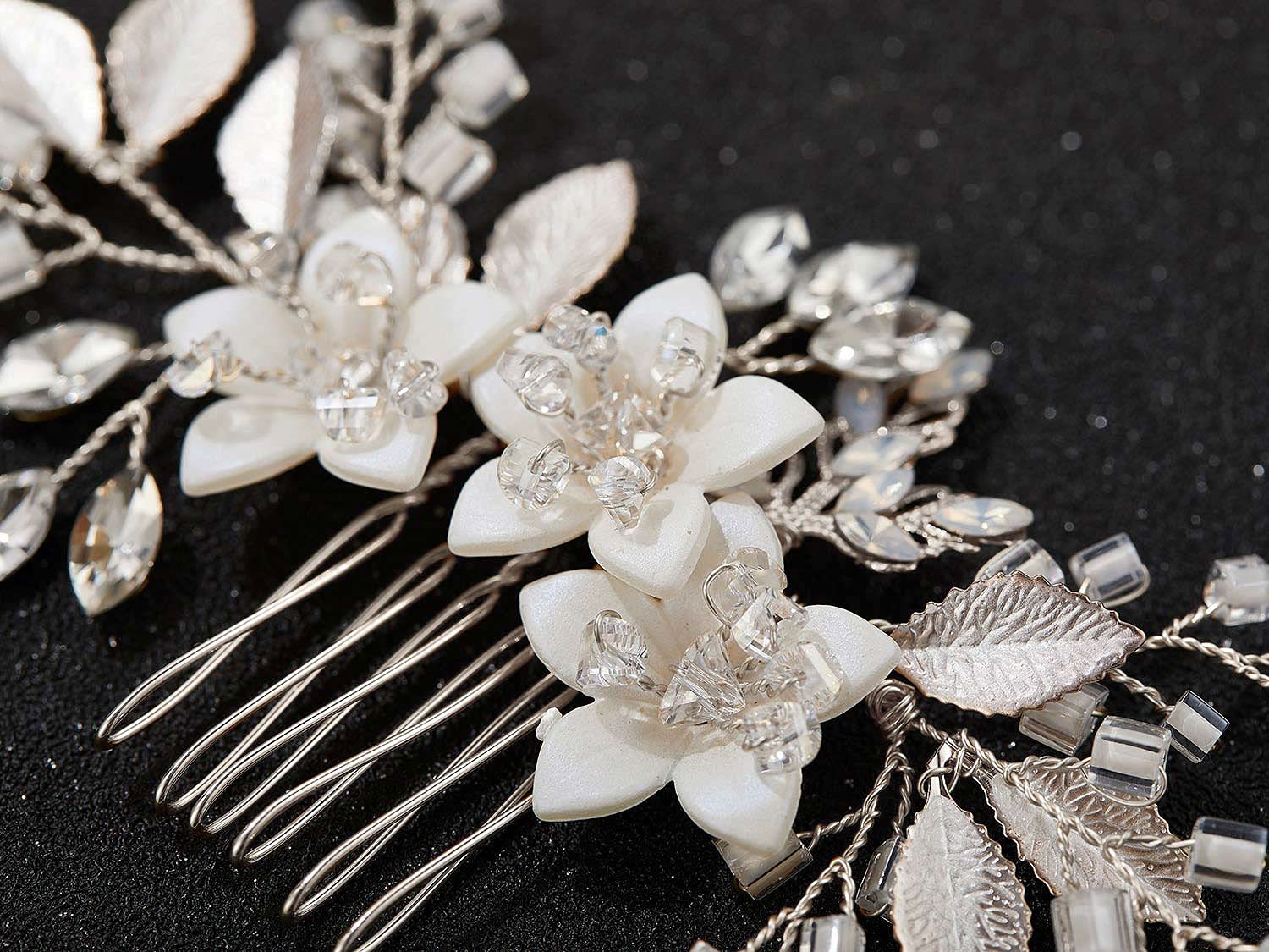 Premium SWEETV silver bridal hair clip displayed on a clean background highlighting its craftsmanship.