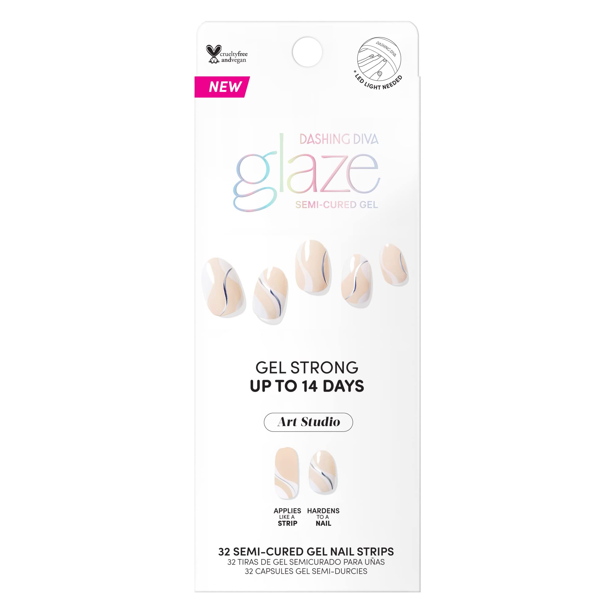 Dashing Diva Glaze Wavy Gravy nude nails with silver accents
