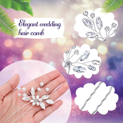 Yeshone crystal wedding hair accents showing the flexible copper wire backing and sturdy silver tines