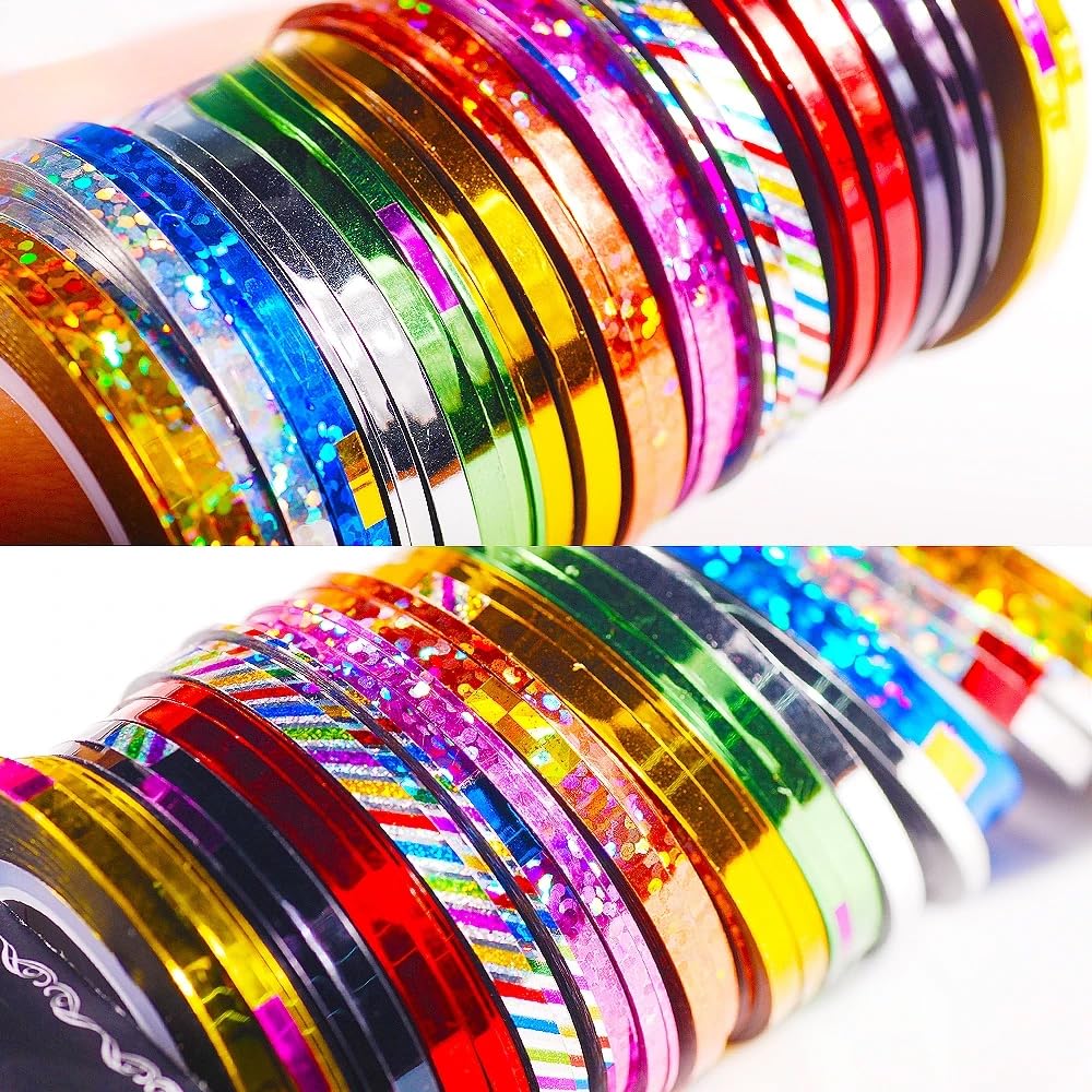 Vonrui colorful striping ribbon rolls showing diverse sparkling textures
