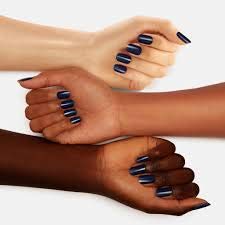 Dashing Diva navy blue and gold foil gel nail art design