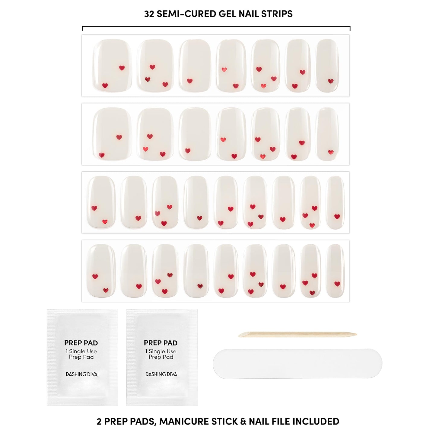 Step-by-step visual instructions demonstrating how to apply and trim the Dashing Diva Glaze nail strips accurately.