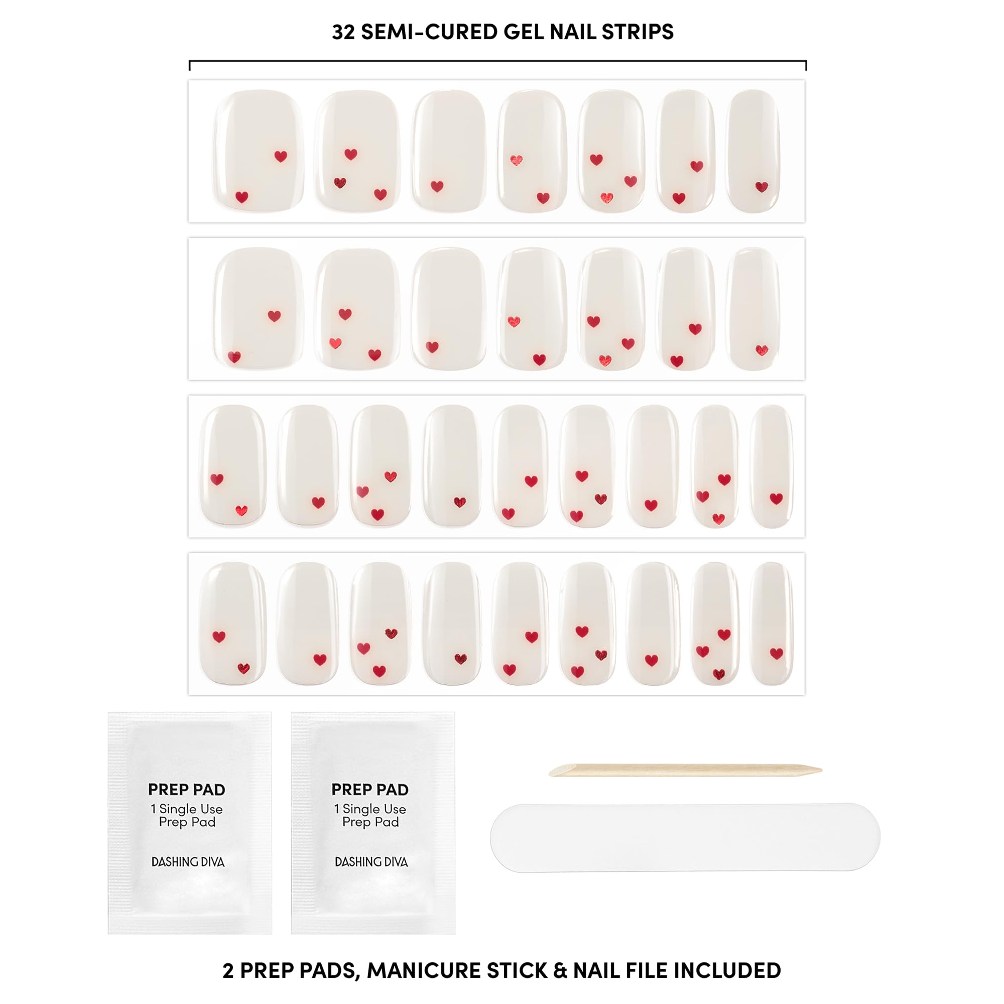 Step-by-step visual instructions demonstrating how to apply and trim the Dashing Diva Glaze nail strips accurately.