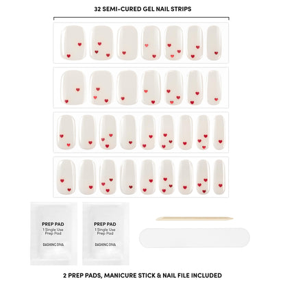 Step-by-step visual instructions demonstrating how to apply and trim the Dashing Diva Glaze nail strips accurately.