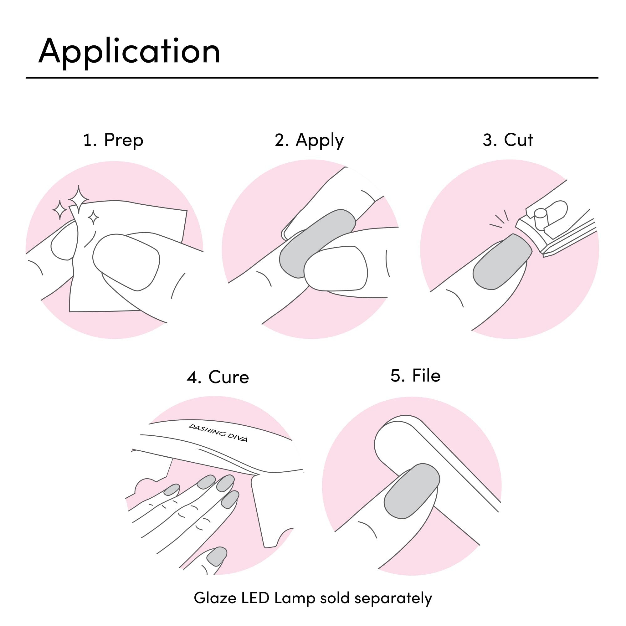Model showing a completed high-shine pink manicure with red hearts using Dashing Diva It Is Fate gel strips.