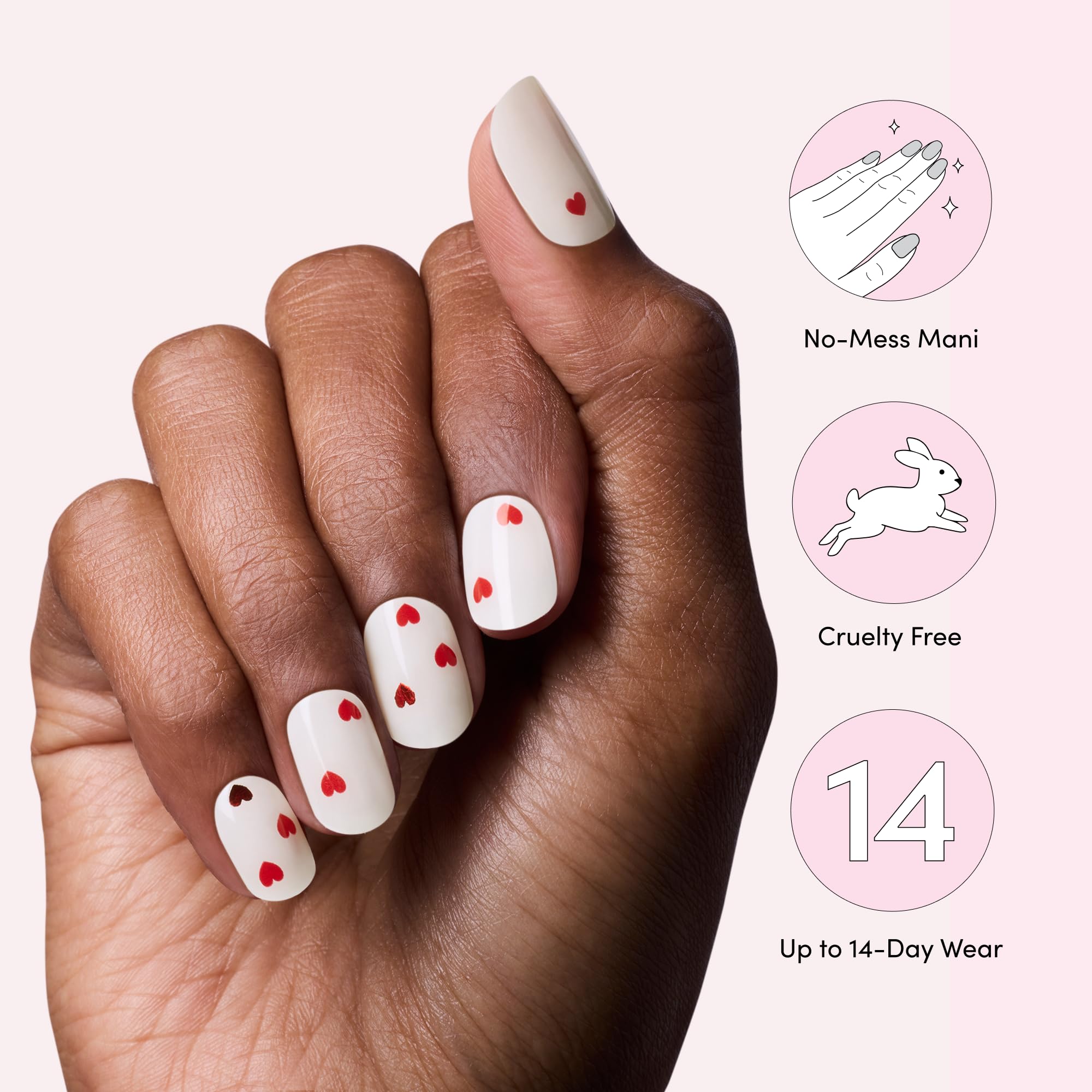 The packaging contents including the thirty-two gel strips, nail file, and prep pad laid out cleanly.