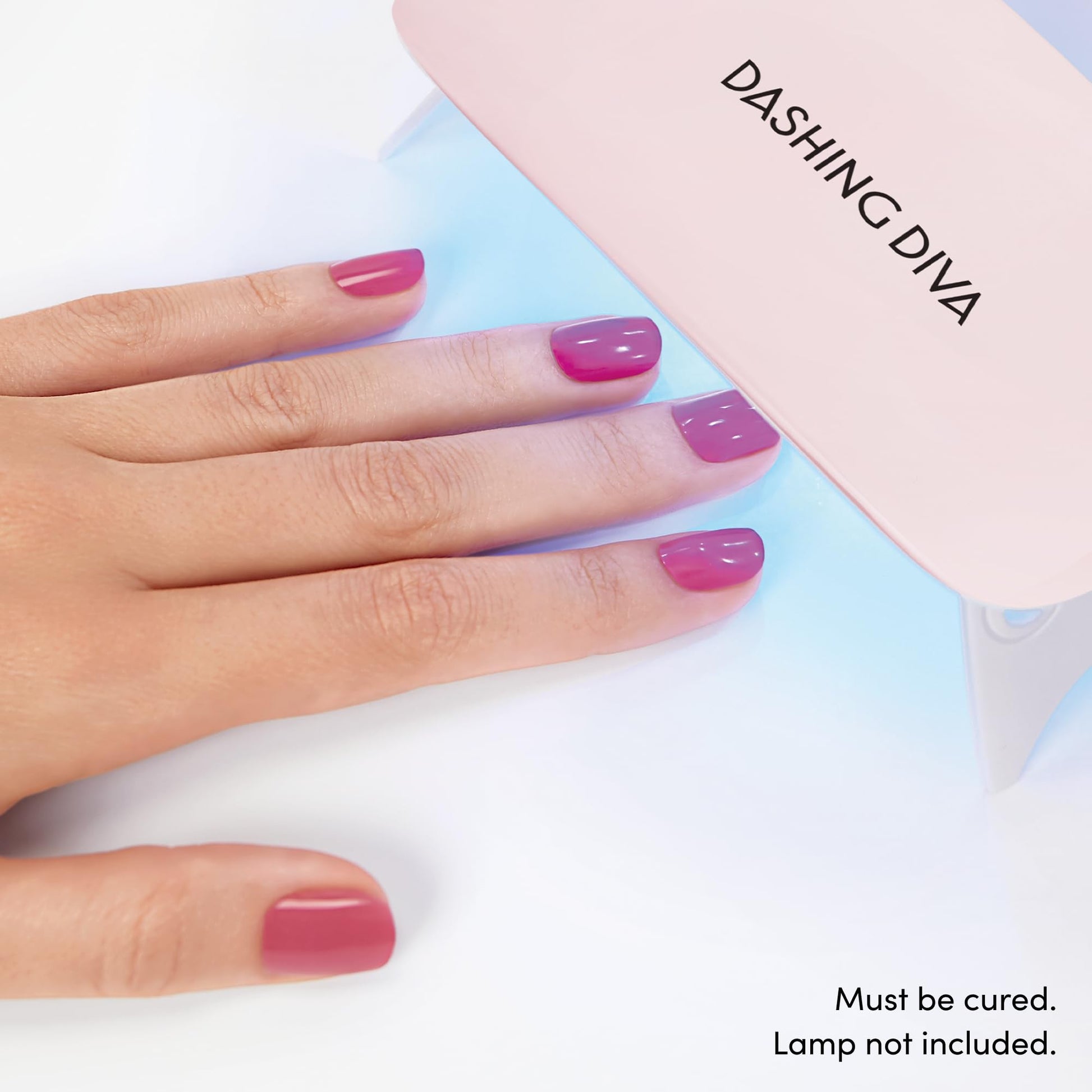 Side view highlighting the thickness and salon-style volume of cured Dashing Diva Glaze strips on natural nails.