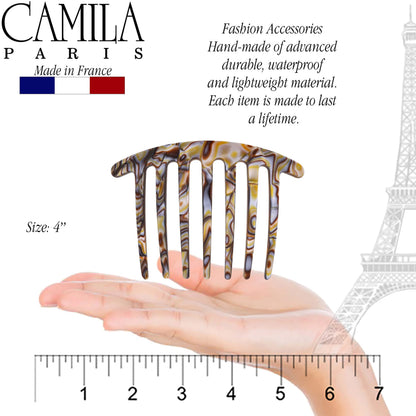 Seven prong decorative hair comb by Camila Paris highlighting rounded damage free teeth