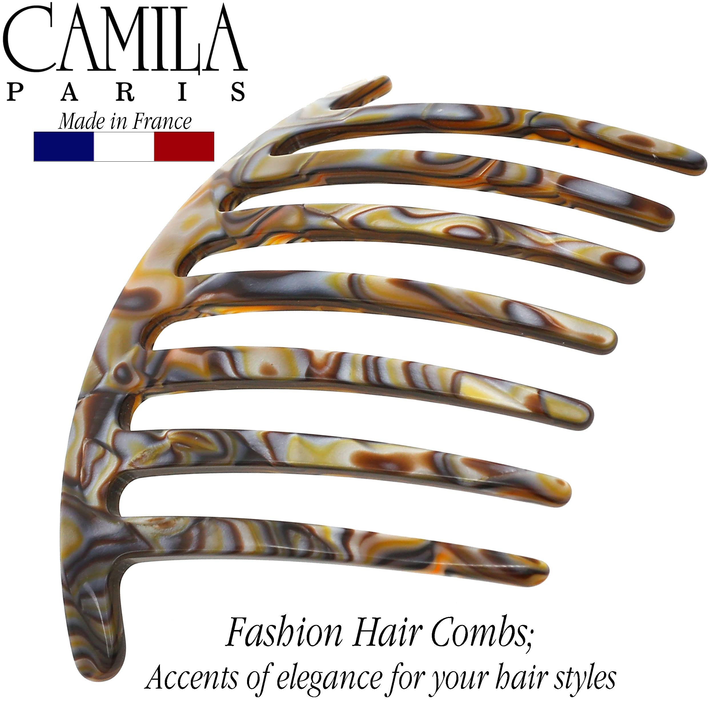 Authentic French handmade cellulose acetate hair comb for secure updo styling