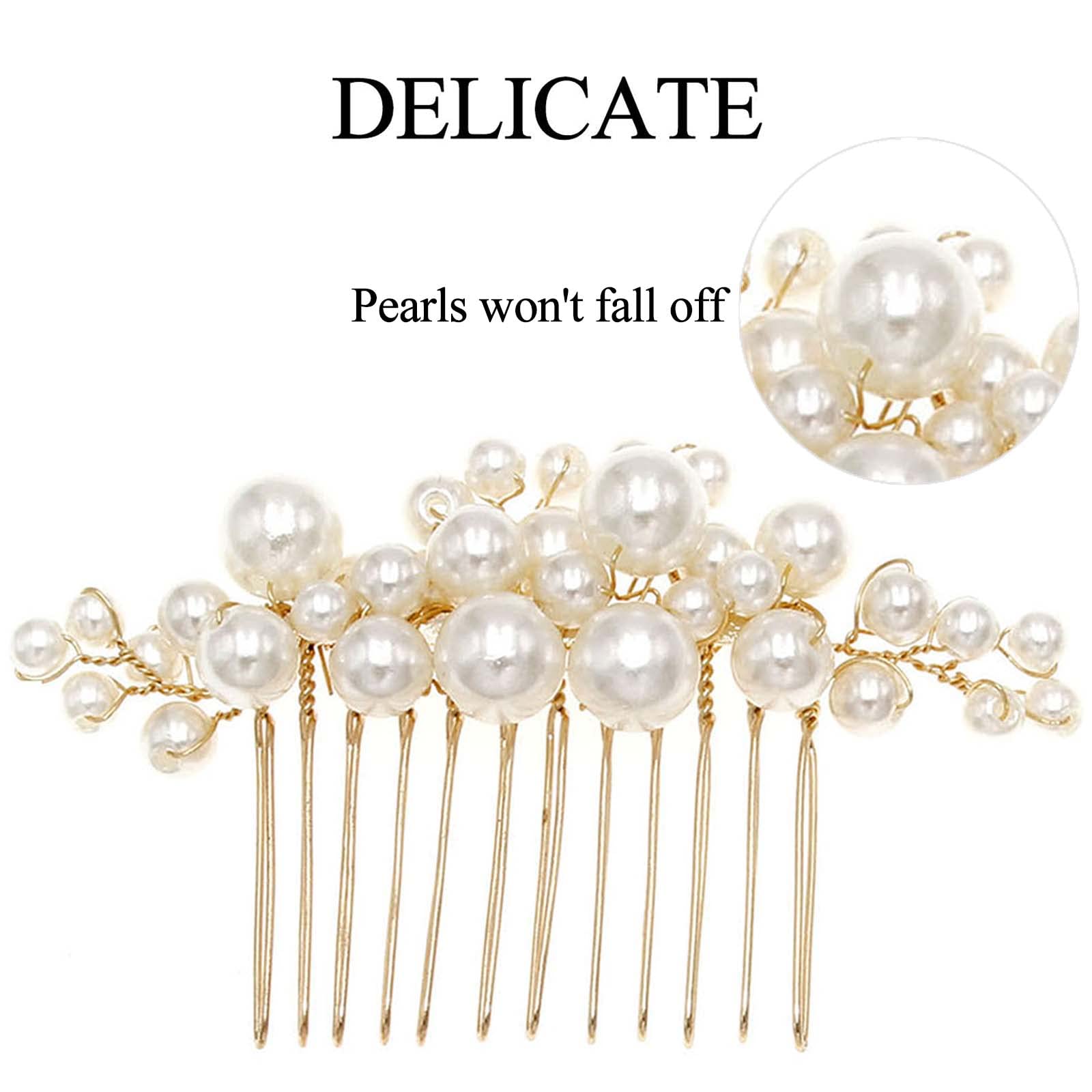 Model wearing Sppry pearl hair accessories in an elegant updo