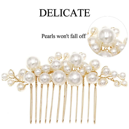 Model wearing Sppry pearl hair accessories in an elegant updo