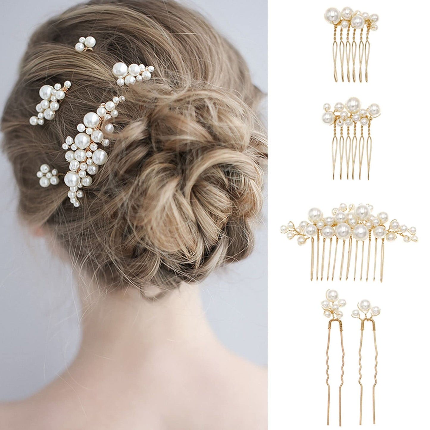 Flexible wire detail of gold wedding hair comb accessories