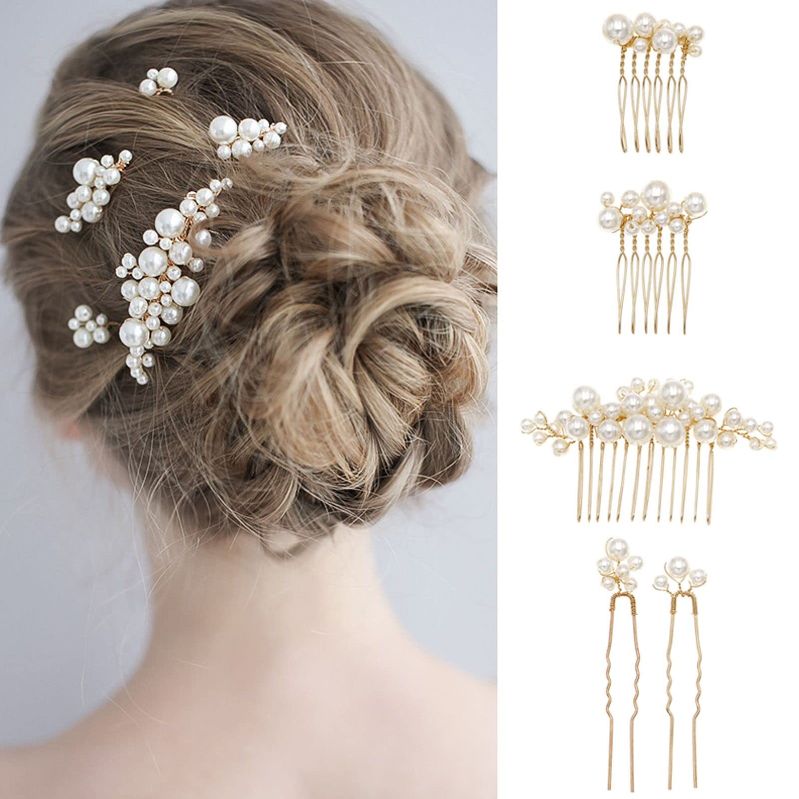 Flexible wire detail of gold wedding hair comb accessories