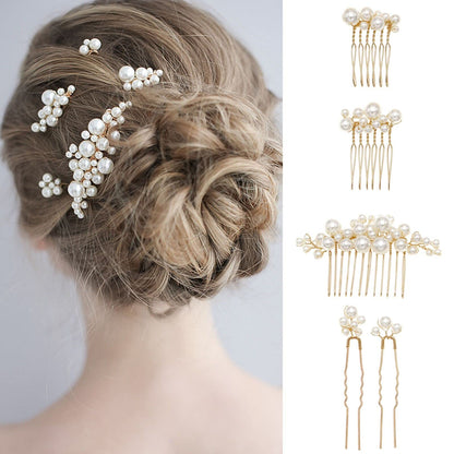 Flexible wire detail of gold wedding hair comb accessories