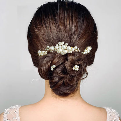 Full 5 piece set of Sppry pearl hair accessories for weddings