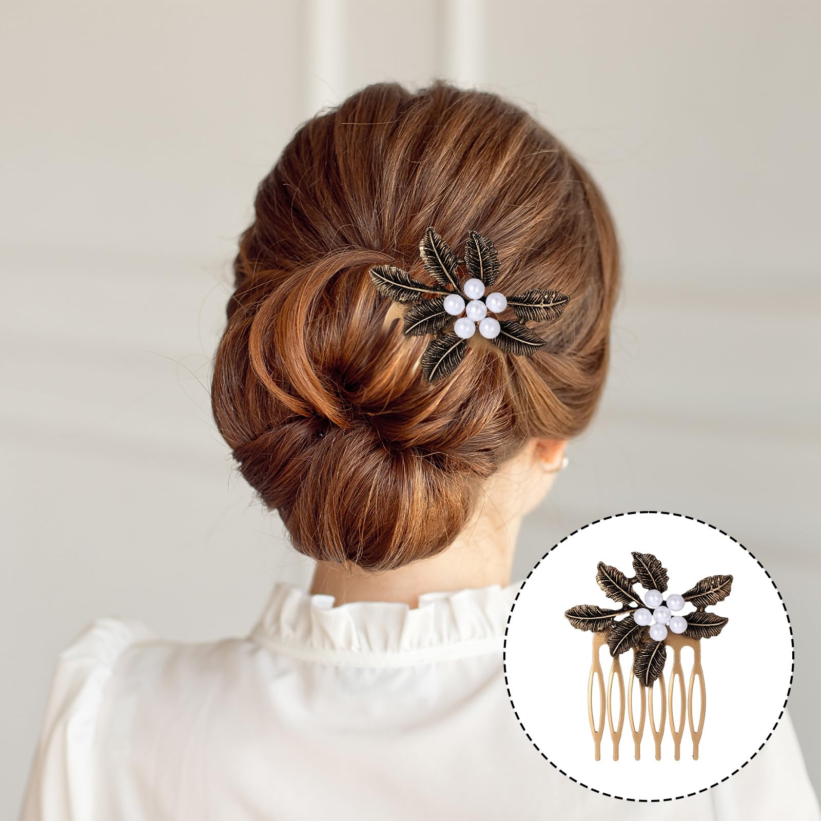 Six pieces of gold vintage set hair accessories laid out on a clean background