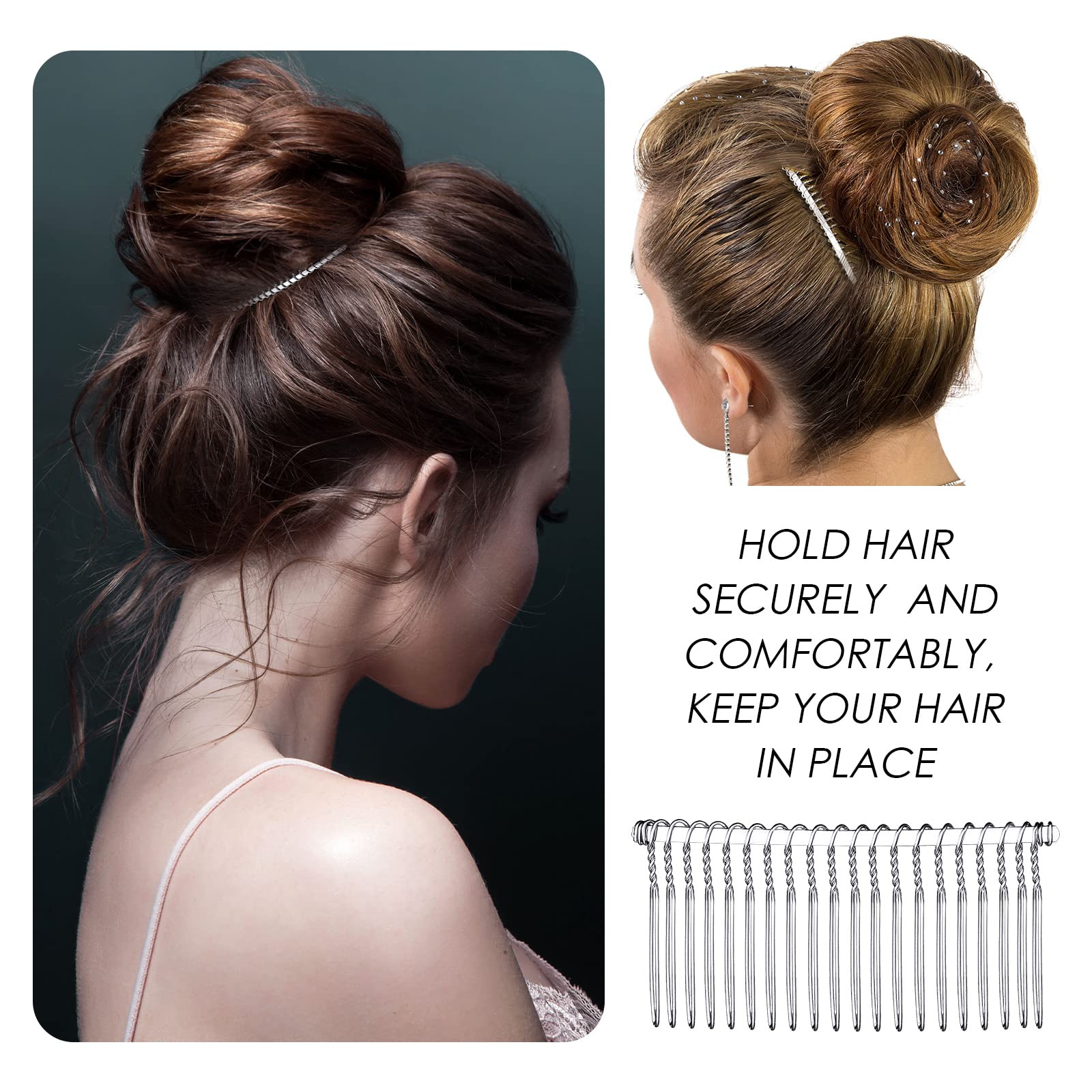 Five piece set of metal hair combs for wedding veil attachment