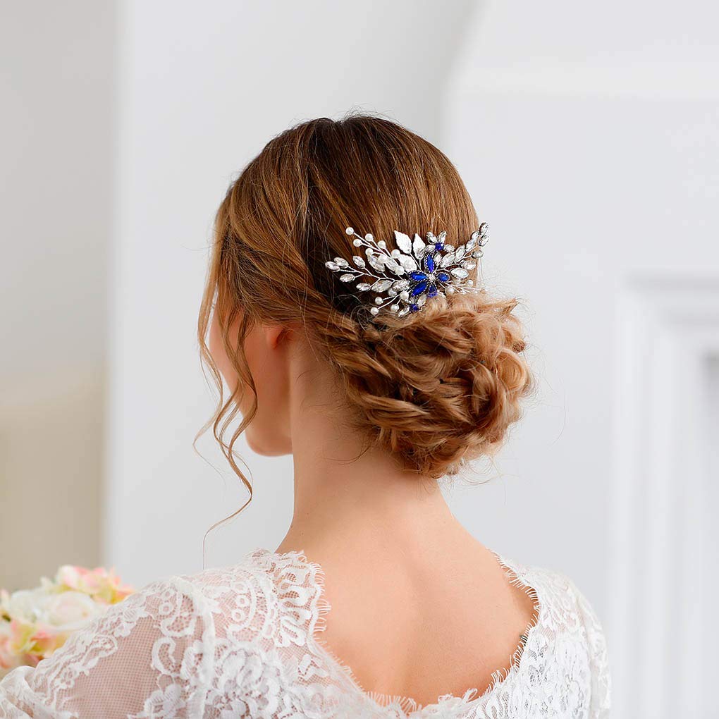 Lifestyle shot of bridesmaid wearing the hair comb